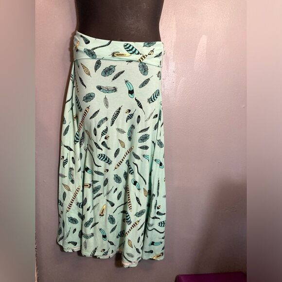 LuLaRoe green feather maxi skirt - Picture 1 of 5